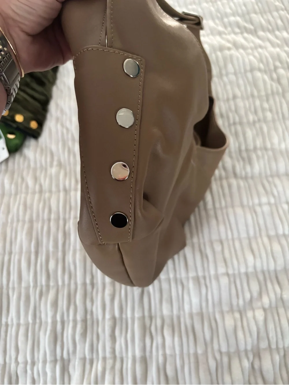 Hammitt Taupe Shoulder Hobo with Stud Accents